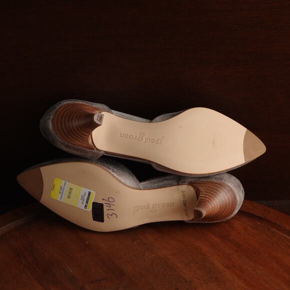 Paul Green Heels WMS SZ UK 5 US 7.5 Gray Julia Brushed Shimmer Suede Kitten Shoe - Picture 10 of 13
